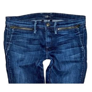 7 For All Mankind Skinny Size 28 Jeans Zip Pocket Dark Blue Denim Ankle Jeans